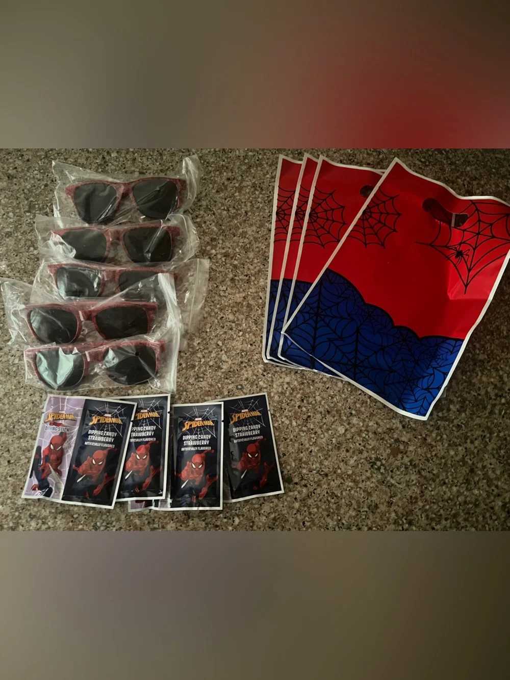 SpiderMan Themed Party Decor & Goodie Bag Stuff